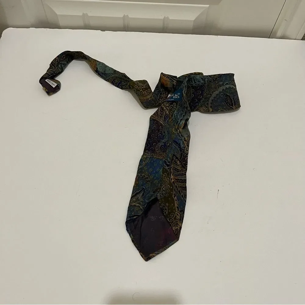 Havana Fashion Tie Rack Paisley Blue Green Viscose Mens Neck Tie Career